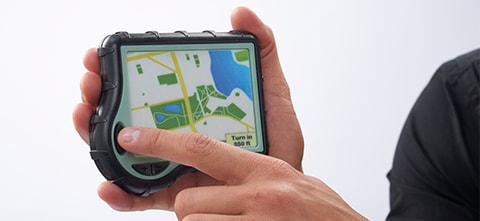 a 3D printed prototype of a handheld digital map, created by a PolyJet printer