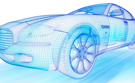 3D graphic wireframes of a car